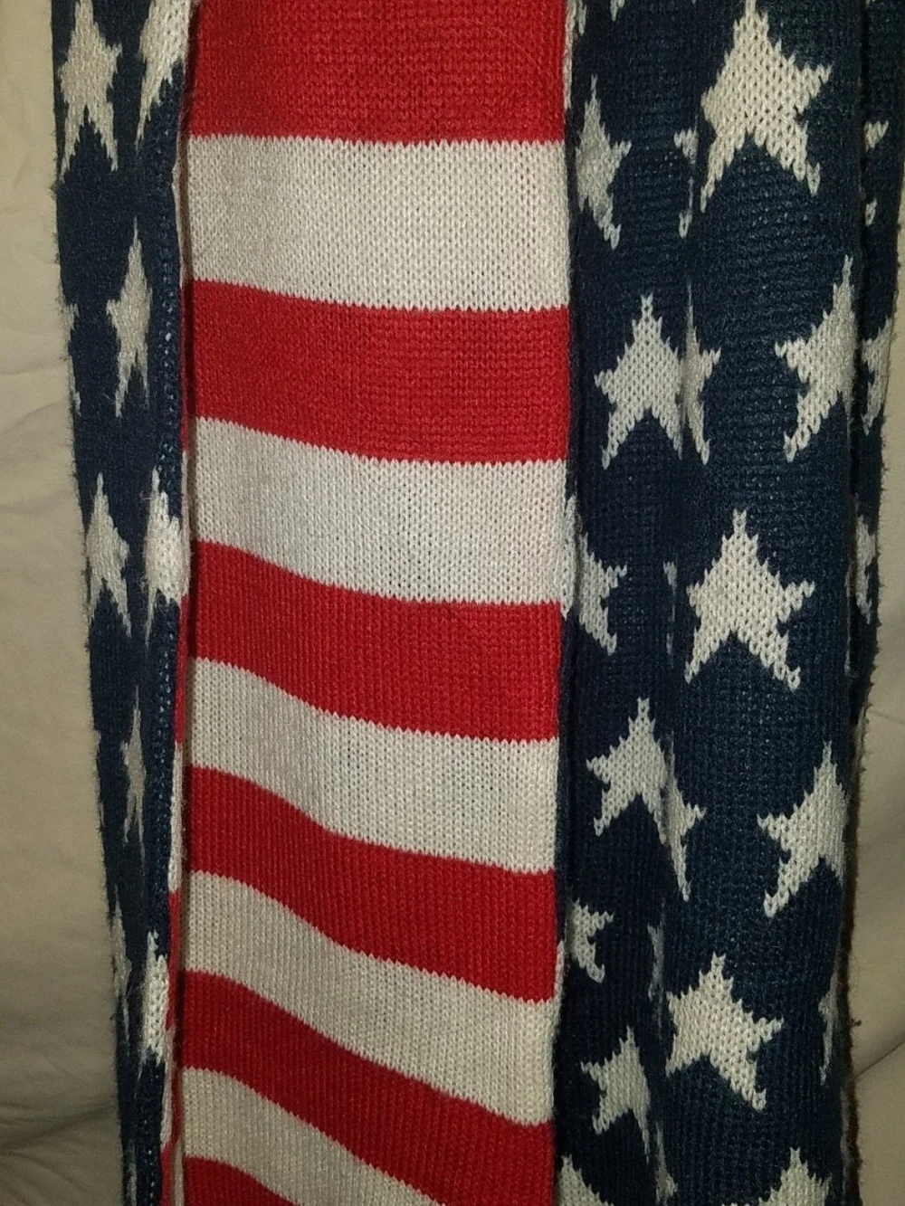 American Flag Star & Stripe Knit Scarf - Red, White & Blue